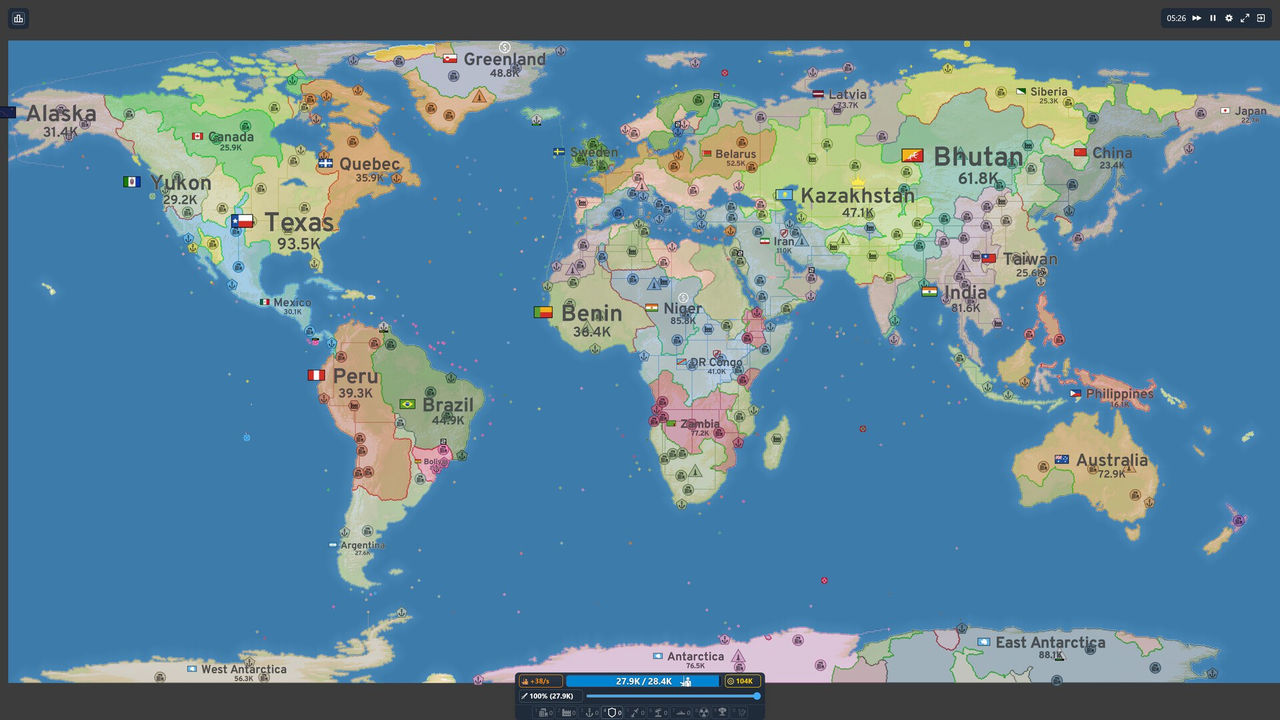 OpenFront official screenshot showing the world map in play